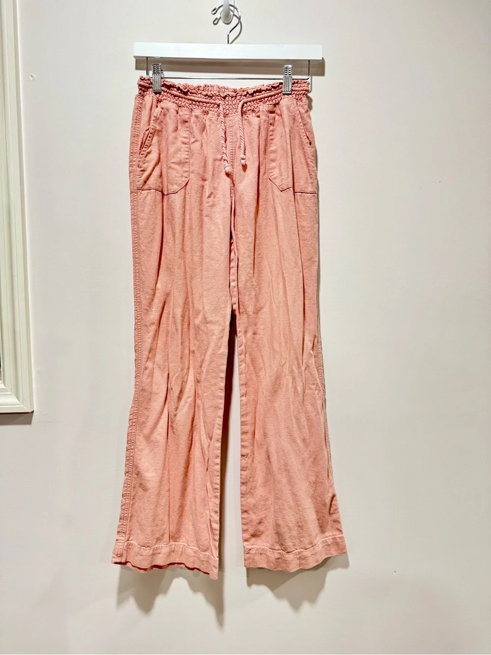 Ci Sono Pink Linen Blend Wide Leg Drawstring Pants Size M